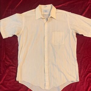 Men's Arrow Vintage 80s Cream/Beige Pin Striped Shirt Size Large 16.5”